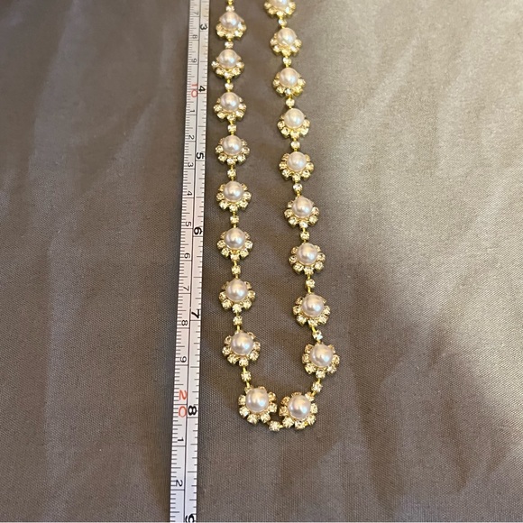 Prom/Special Occasion Necklace and Earrings, Gold with Pearl and Rhinestones - Picture 10 of 15
